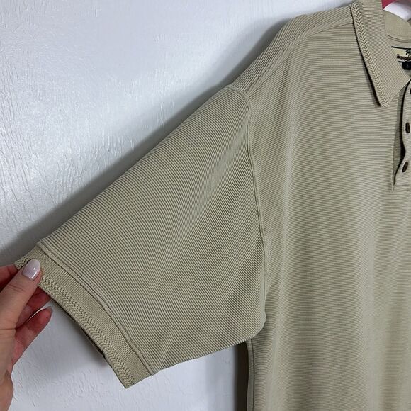 ❤️Last Chance Tommy Bahama Silk Cotton Blend PistachioTextured Polo Shirt Size L - Picture 2 of 9